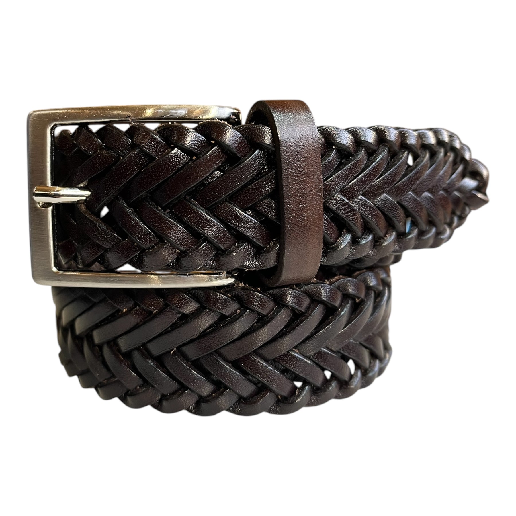 Hand Woven Leather Belt for Men and Women, Spiga model 3.5 cm