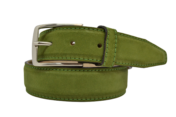 Men's Suede Leather Belt with Calf Leather Lining and Nickel Buckle 3.5 cm