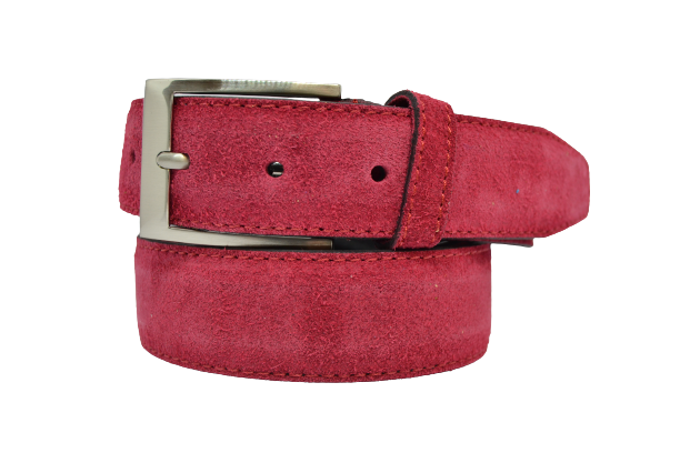 Men's Suede Leather Belt with Calf Leather Lining and Nickel Buckle 3.5 cm