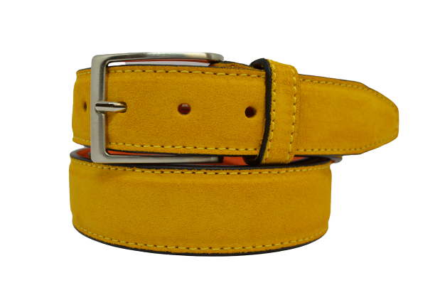 Men's Suede Leather Belt with Calf Leather Lining and Nickel Buckle 3.5 cm