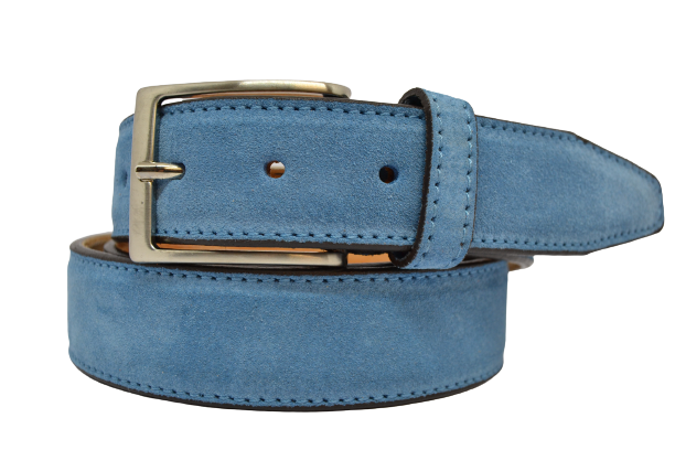 Men's Suede Leather Belt with Calf Leather Lining and Nickel Buckle 3.5 cm