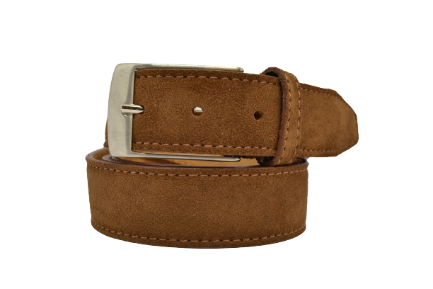 Men's Suede Leather Belt with Calf Leather Lining and Nickel Buckle 3.5 cm