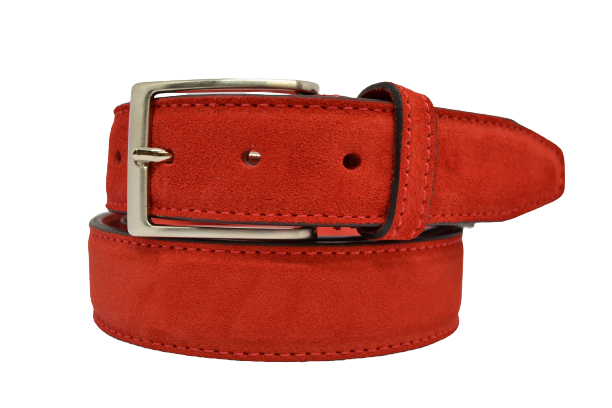 Men's Suede Leather Belt with Calf Leather Lining and Nickel Buckle 3.5 cm