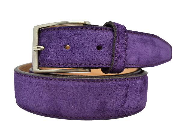 Men's Suede Leather Belt with Calf Leather Lining and Nickel Buckle 3.5 cm