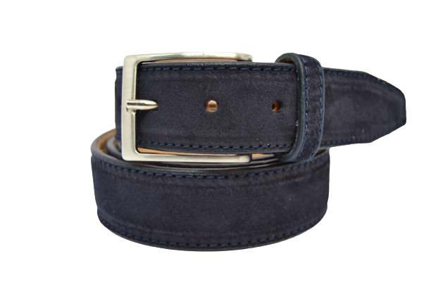 Men's Suede Leather Belt with Calf Leather Lining and Nickel Buckle 3.5 cm