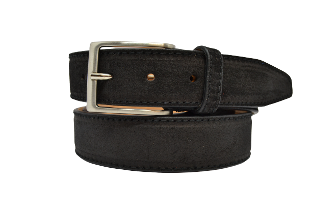 Men's Suede Leather Belt with Calf Leather Lining and Nickel Buckle 3.5 cm