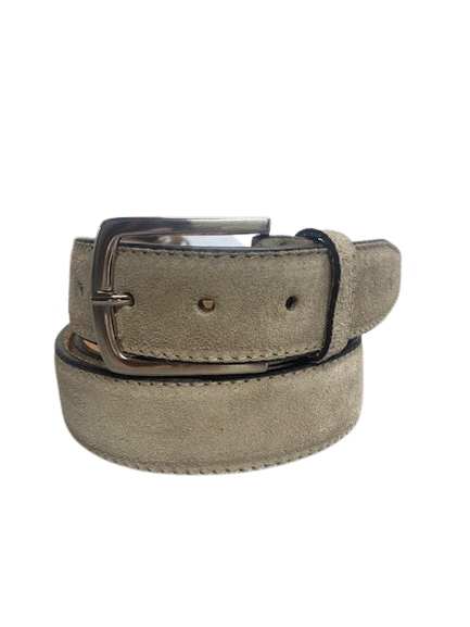 Men's Suede Leather Belt with Calf Leather Lining and Nickel Buckle 3.5 cm